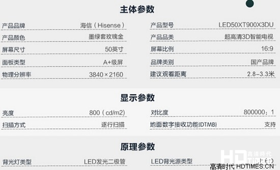 50寸4K新品 海信LED50XT900X3DU促销